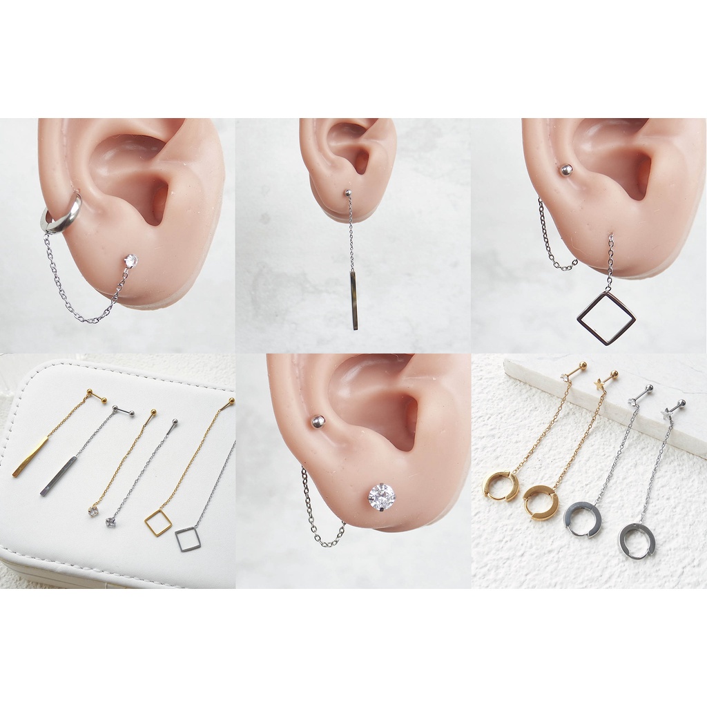 1858 / 1859 - (HARGA 1 BIJI) ANTING PIERCING TINDIKAN HELIX TRAGUS - STAINLESS STEEL