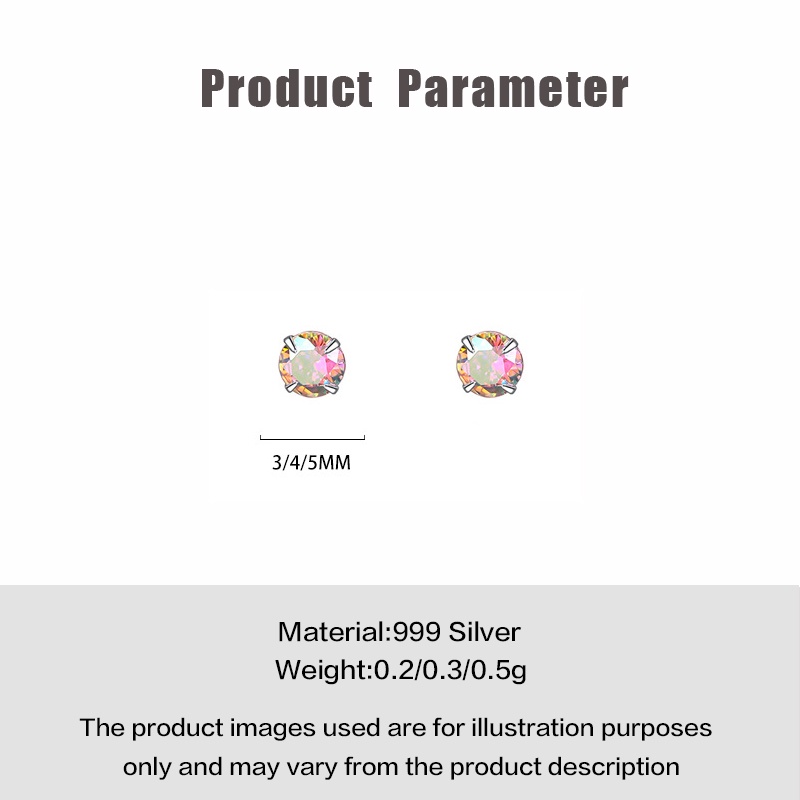 Anting Tusuk Bahan Zircon Warna Sterling Silver S999 Untuk Wanita