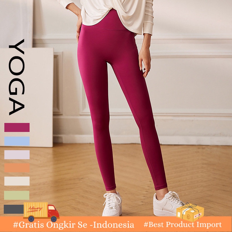 Celana Olahraga Wanita AloYoga Ikat Tinggi Telanjang Merasa Lycra Olahraga Celana Ketat Hip-Lift  Pe