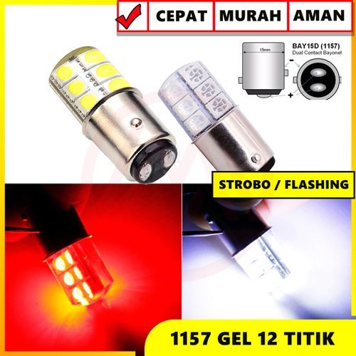 cod Led Rem KEDIP Lampu Jelly 12 Mata Bayonet Putar 2 Kaki Bohlam