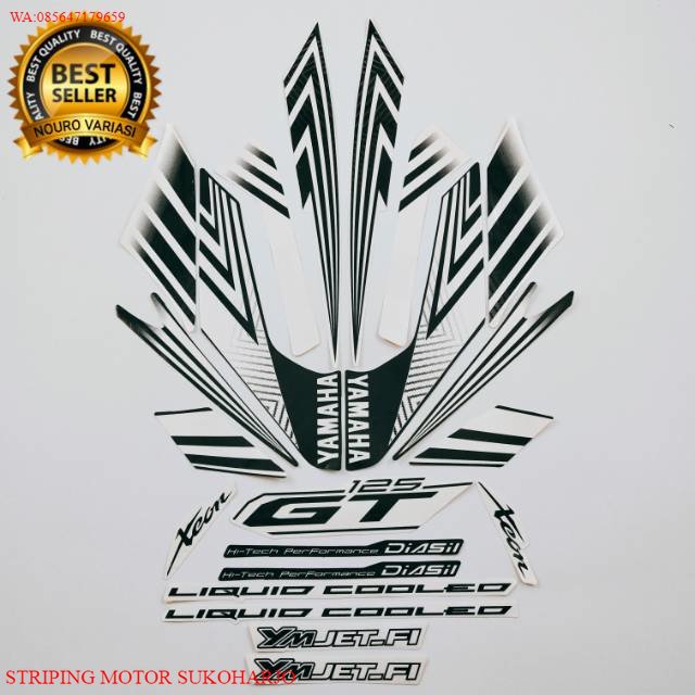 (ORI) striping yamaha xeon gt 125 2014 putih list body motor KUALITAS ORIGINAL TERMURAH