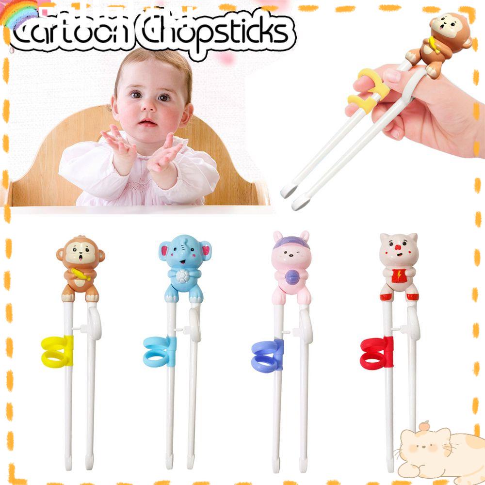 Solighter 1pasang Sumpit Belajar Kartun Peralatan Makan Bayi Pemula Chopstick