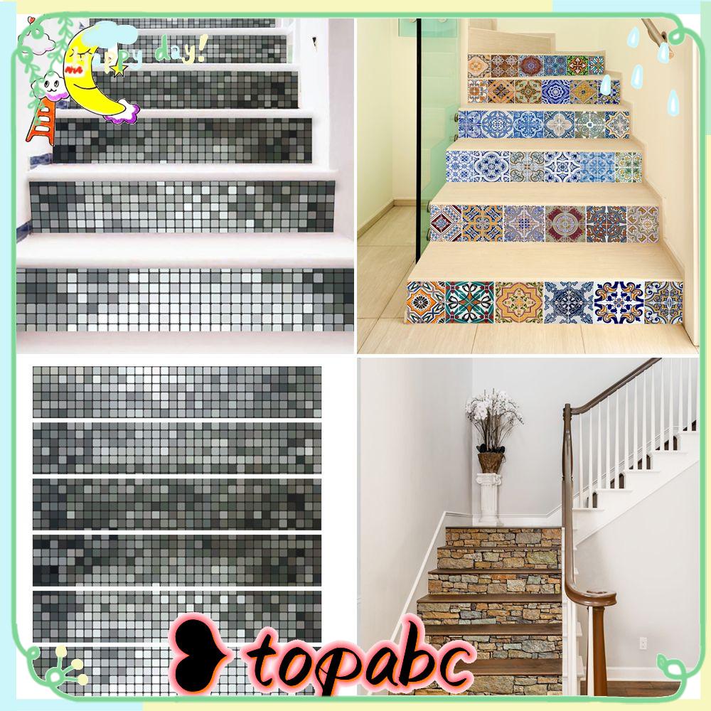 Top 6PCS/Set 3D Tangga Stiker DIY Dinding Seni Perekat Diri Tangga Ornamen Bata Wallpaper