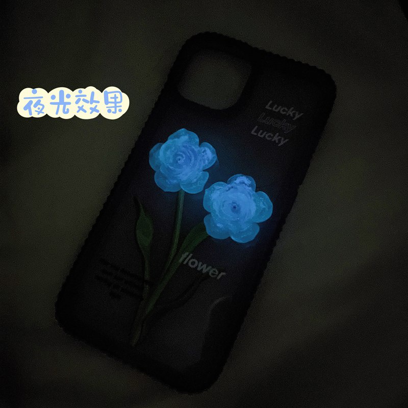 Luminous！3D Purple Rose Biscuit Edge Soft Case Casing Apple HP iP iPhone 12 13 14 Pro Max 11