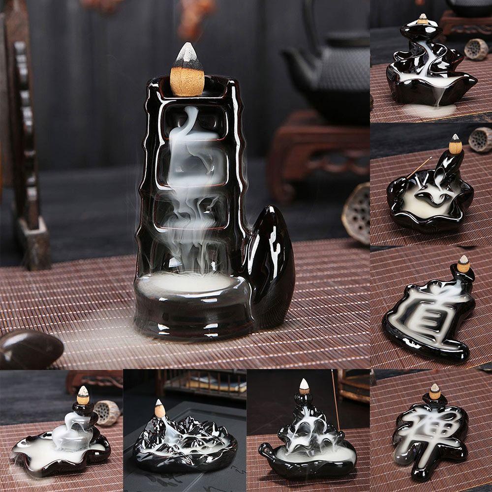 Suyo Incense Burner Zen Upacara Teh Teratai Desktop Ornamen Pegunungan Sungai Aromaterapi Elegan Kerajinan Air Terjun Incense Burner Asap Pedupaan