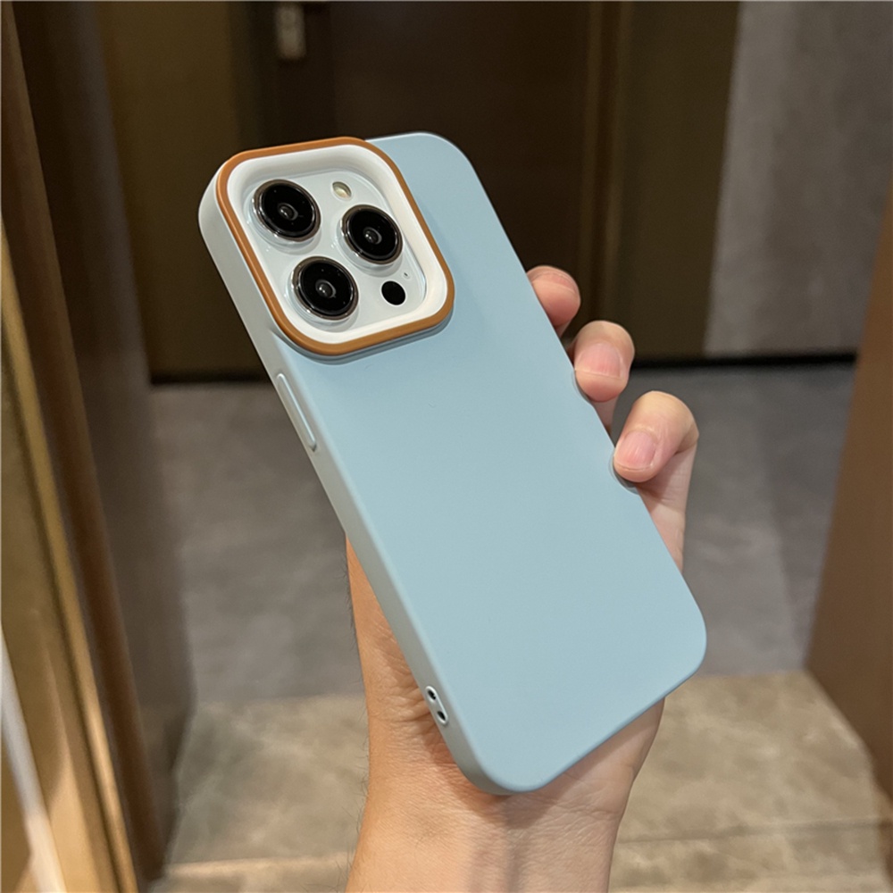 Casing Ponsel Silikon Cair Untuk Iphone14Plus13 12 11 14 Pro MAX XR XS MAX Pelindung Lensa Lembut Shockproof Back Cover Casing iPhone