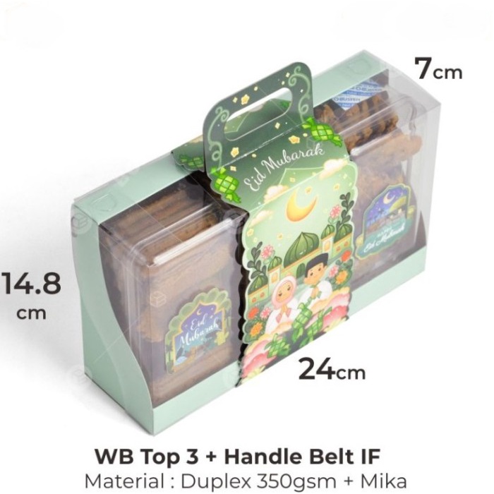 

Box Handle Lebaran Hampers Toples 350gr Idul Fitri WB Top 3 Green Belt