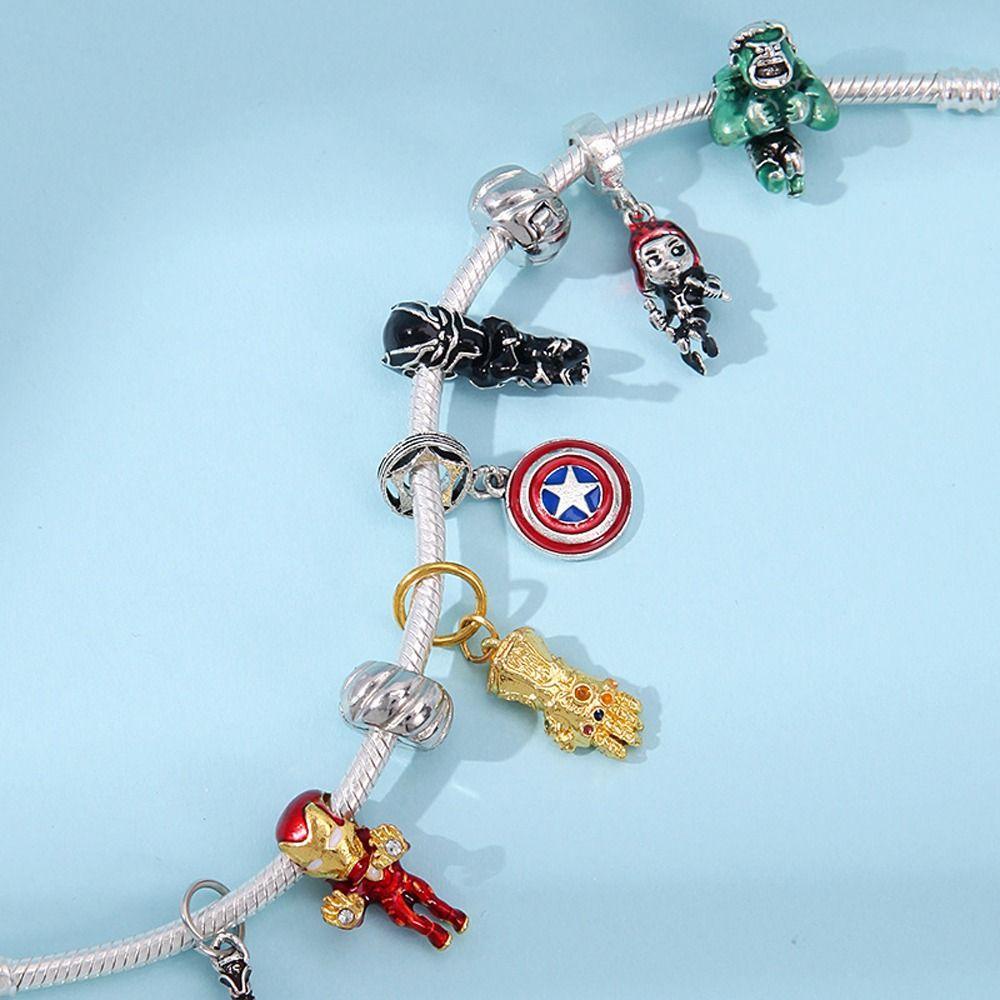 Mxbeauty Pria The Avengers Gelang Kepribadian Vintage Trendi Hadiah Ulang Tahun Thor Pendent Hulk Pendent Iron Man Pendent Tangan Tali