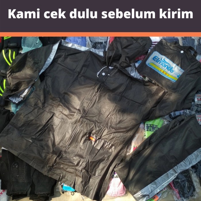 Mantel Jas Hujan Setelan Jaket Celana Elmondo Lexy 934 PVC karet Bagus