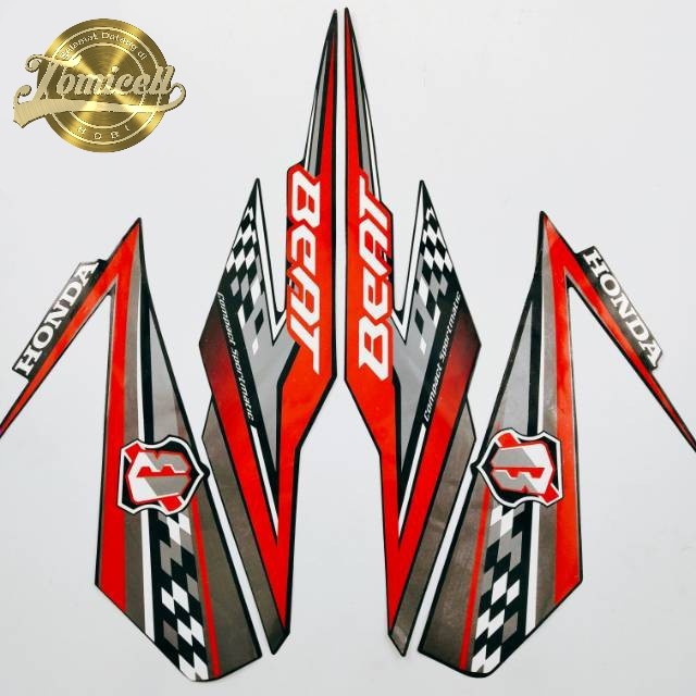 striping honda beat fi esp 2018 2019 hitam lis merah stiker list motor