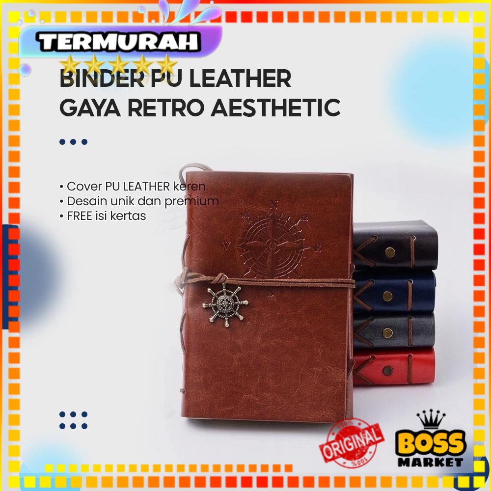 

Buku Catatan Notebook A5 A6 Buku Diary Aesthetic Gaya Retro Binder Unik Cover Kulit PU Leather