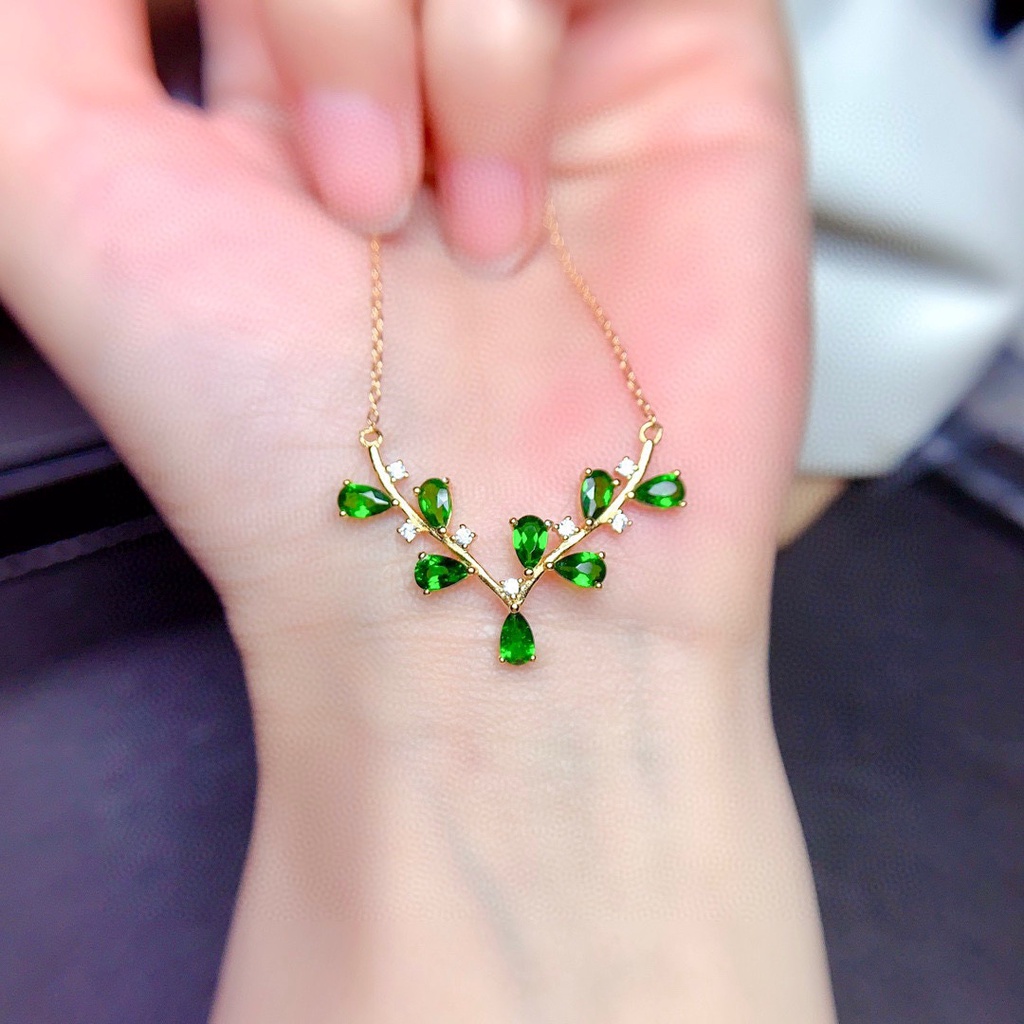 Goldkingdom Aksesoris Perhiasan Fashion Ready Stock Liontin Tanduk Diopside Rusia Berlapis Emas 18k Dan Rusa Memiliki Kalung Warna Warni Anda.