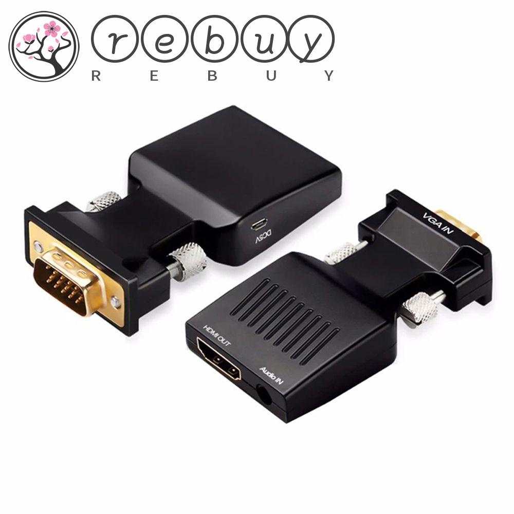 Rebuy Adapter Converter Vga Ke Hdmi 1080p Dengan Output Video + Audio Untuk Laptop / Pc