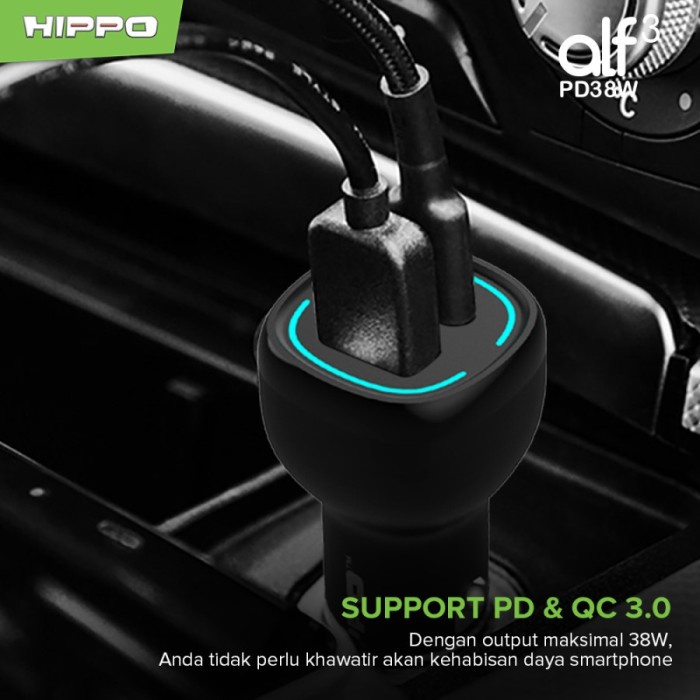 Hippo ALF 3 Car Charger Quick Fast Charging + PD Total 38W