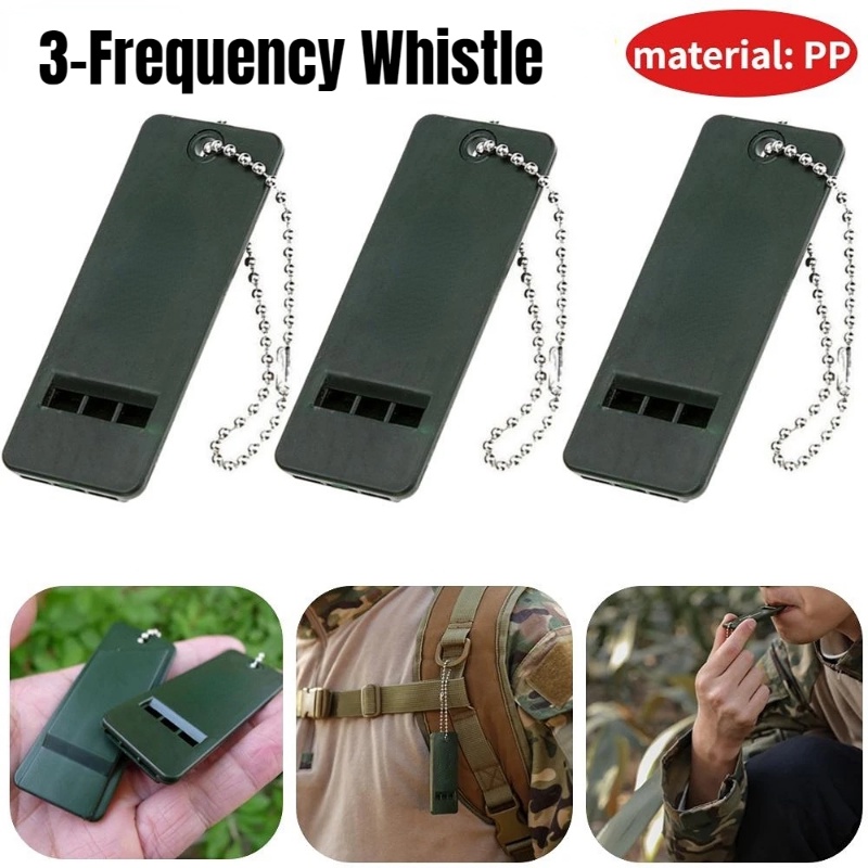 3-rekuensi Whistle High Desibel Survival Whistle Outdoor Camping Hiking Security Self Rescue Alat Wasit Peluit Portabel Dengan Gantungan Kunci Suara Sinyal Rescue Darurat