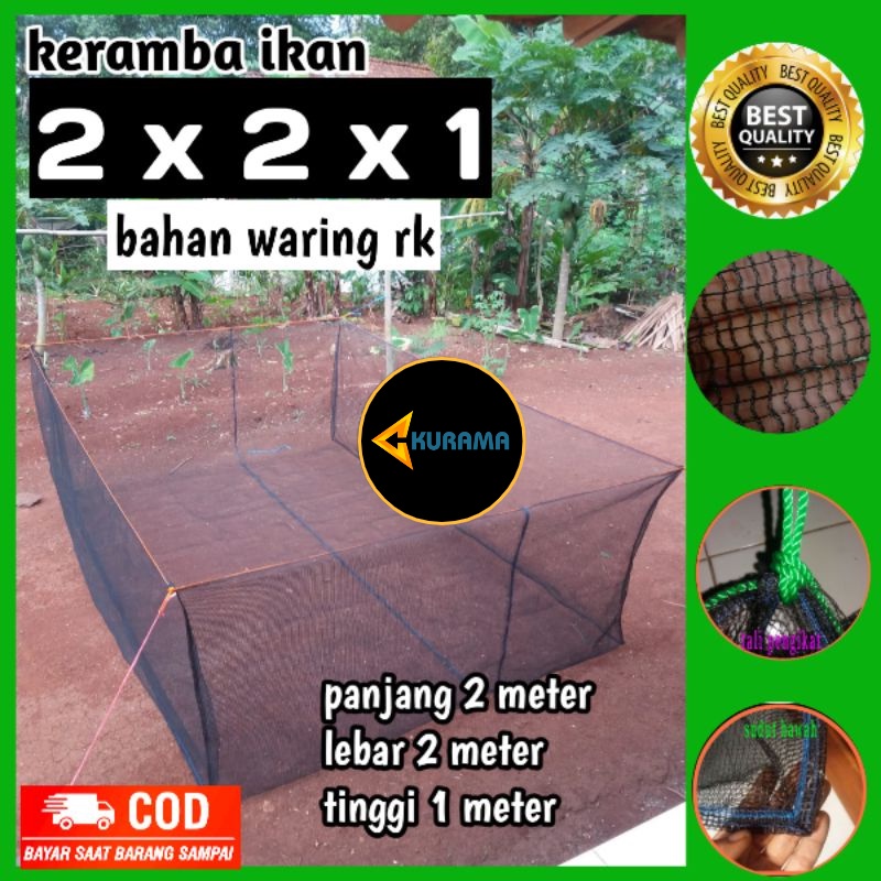Jaring keramba ikan 2x2x1 Hapa Jaring kotak Apung Ikan Siap pakai