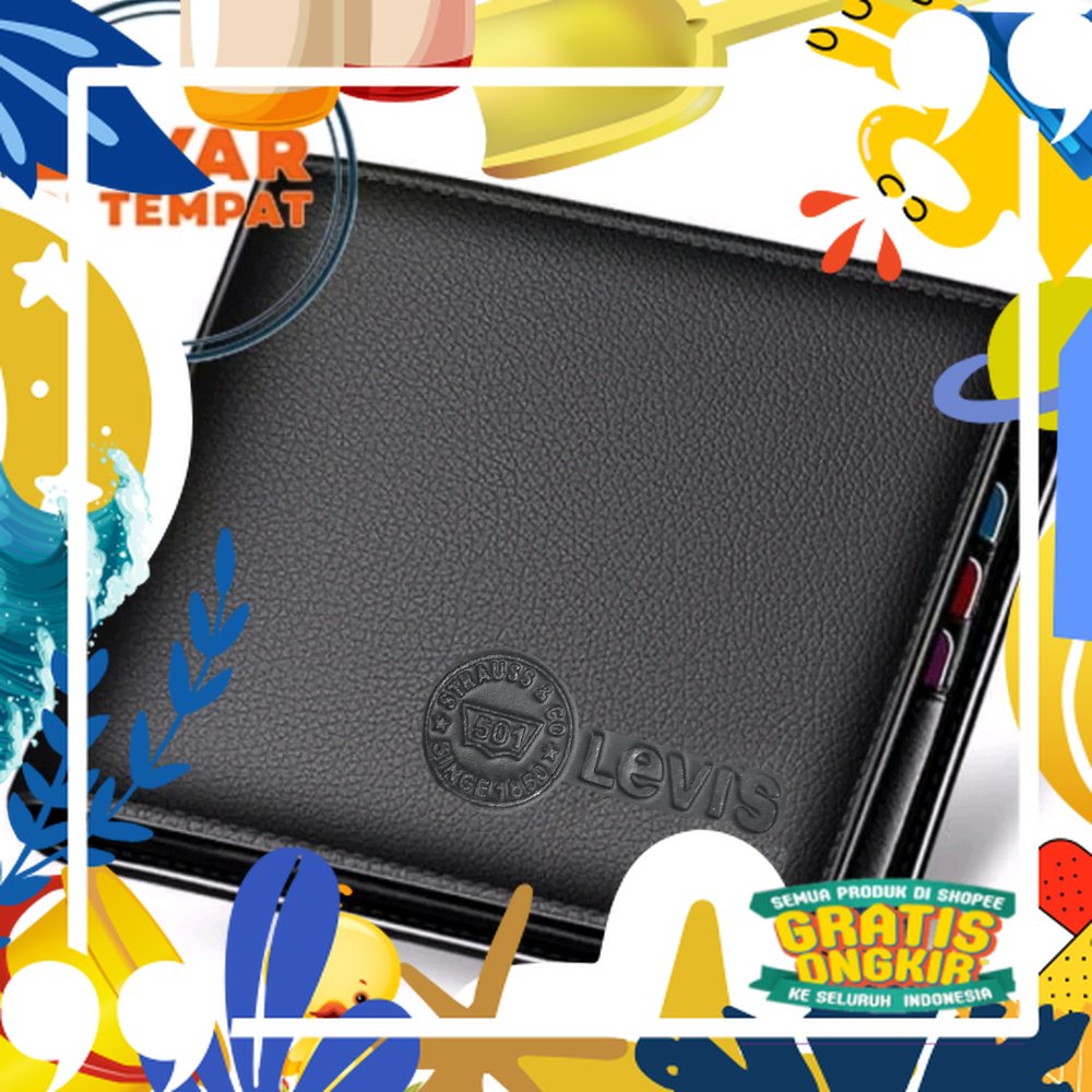 Super Mewah / 3.3 Shopee Mega Sale Produk Baru - Dompet Pria Logo Embos LV5000 Model Lipat 2 ukuran 