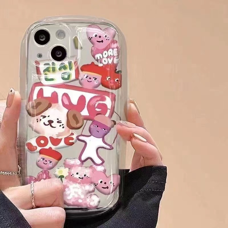 IPHONE Casing Ponsel Tahan Guncangan Anjing Lucu Kompatibel Untuk Iphone14 13 12 11 Pro XS Max X XR 8 +7Plus Casing Transparan Lembut TPU Silicone Cover