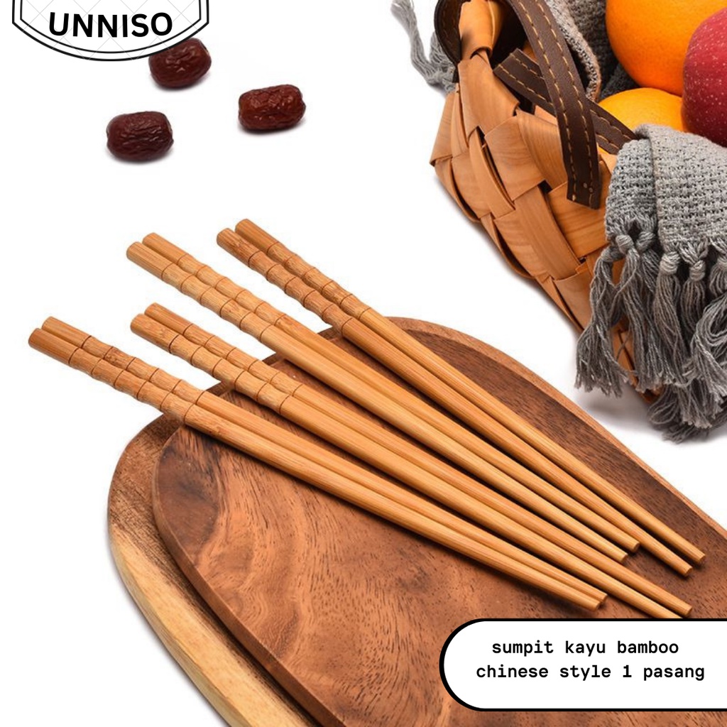 UNNISO - Sumpit Kayu Bamboo Chinese Style 1 Pasang