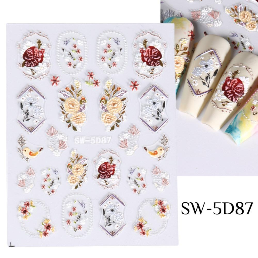 Needway Bohemia Stiker Kuku Wanita Mewah Daun Rose Self Adhesive Nail Dekorasi