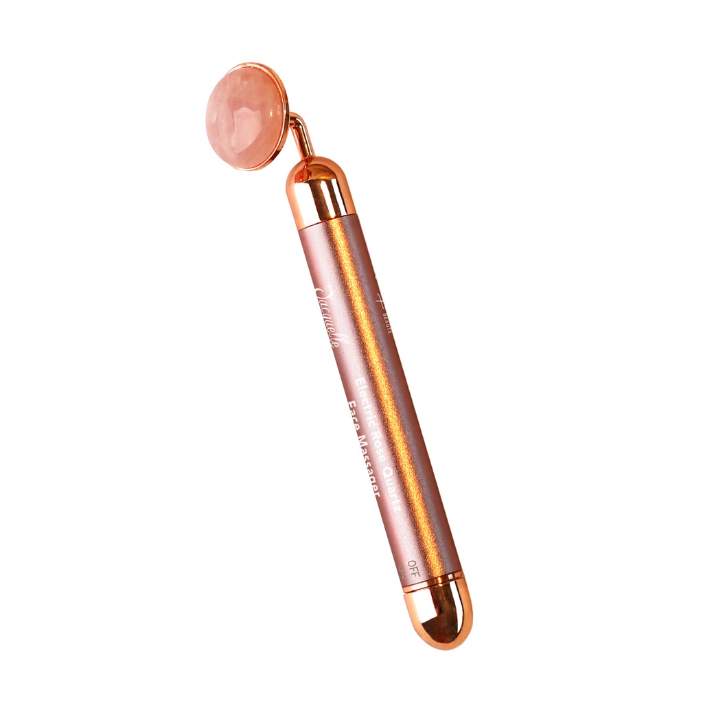 Jacquelle Electric Rose Quartz Face Massager - Jade Roller Elektrik untuk Wajah Anti Aging Anti Kerutan dan Bagus Menyerap Skincare