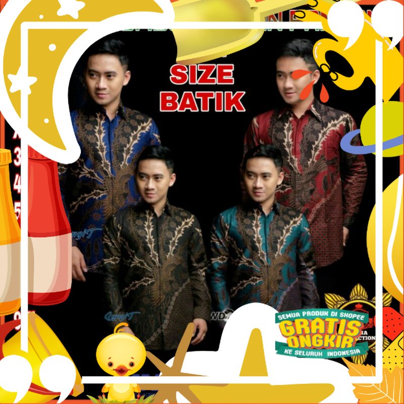 KEMEJA BATIK PRIA LENGAN PANJANG BIG SIZE JUMBO/ hitam oren ungu tosca khaki