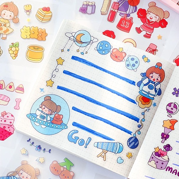 Sticker Momo isi 100 Lembar / Sticker Motif Kartun Korea Lucu / Sticker Dekorasi Anti Air / Sticker 2D / Sticker Aimer