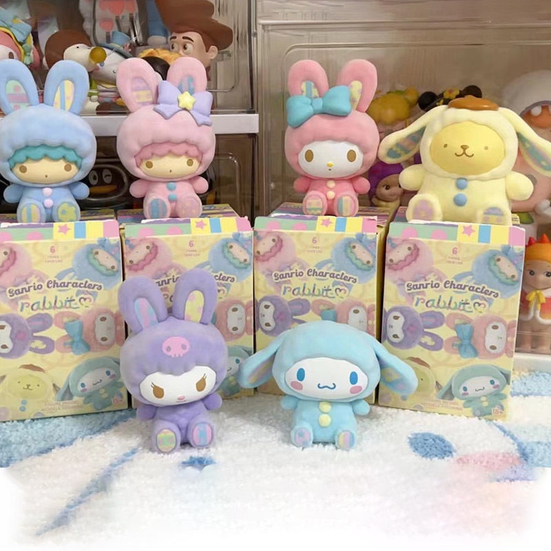 Sanrio 6pcs Rabbit Series Little Twin Stars Melody Cinnamoroll Kuromi Mainan Boneka Ulang Tahun Untuk Pacar