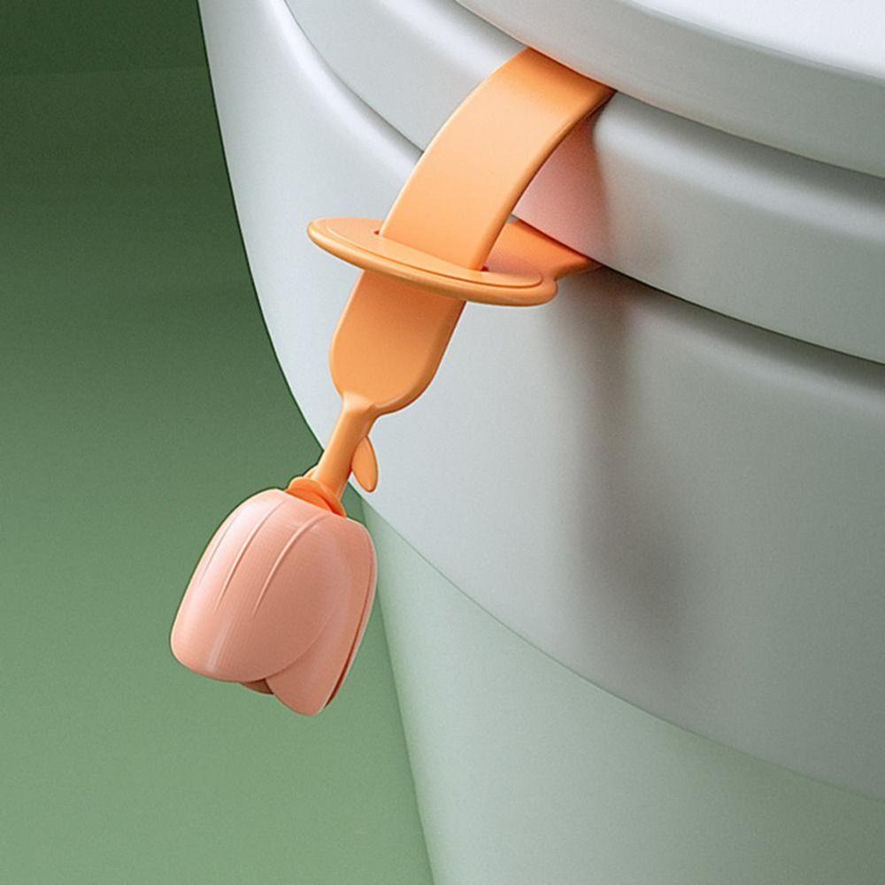 [Elegan] Toilet Seat Handle Portable Hindari Menyentuh Berbentuk Bunga Tulip Alat Pembersih Pengangkat Tutup Closestool