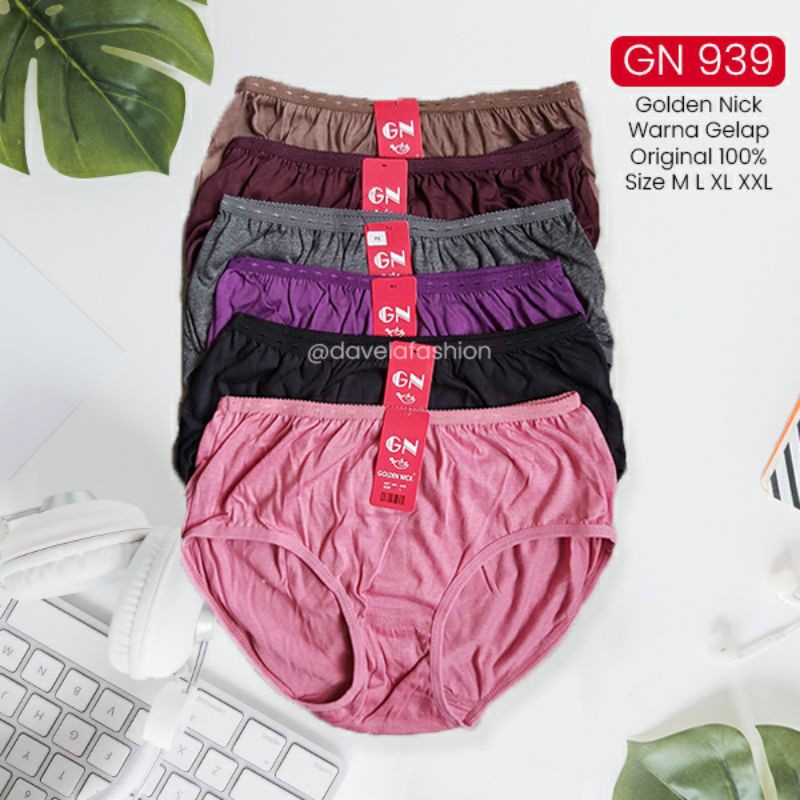 Grosir 12 PCS CD Celana Dalam Wanita Golden Nick 939 Warna Gelap &amp; 937 Terang TOKO KEANULOVA