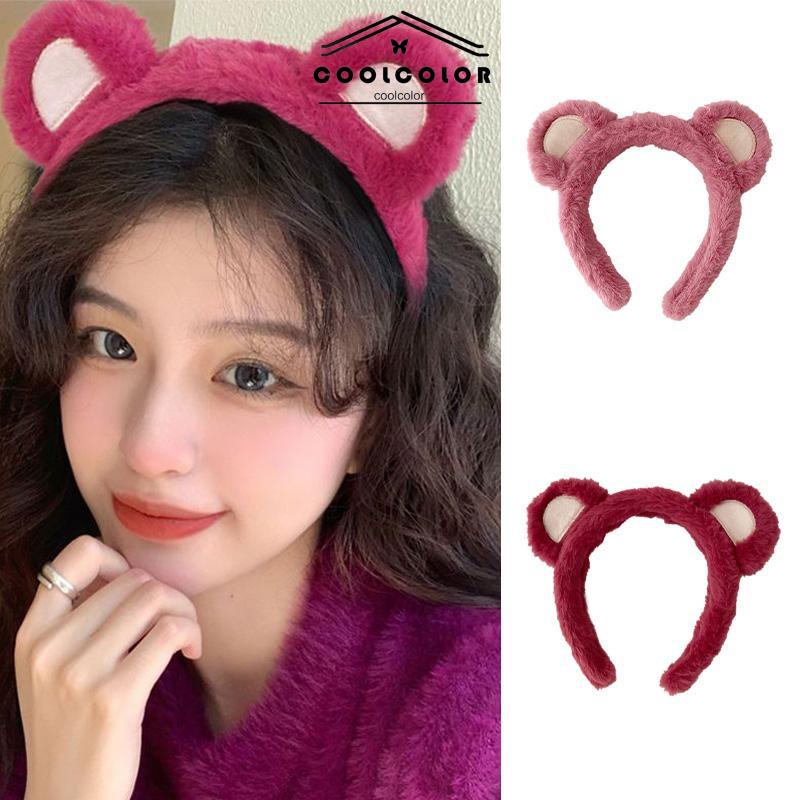 COD❤️Mewah Strawberry Bear Bando Wanita Cuci Muka Ikat Kepala Lucu Jepit Rambut Bulang- cl