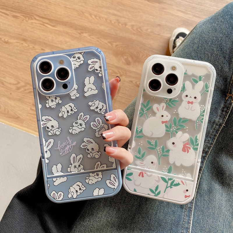 IPHONE 2in1 Bracket Casing Pelindung Ponsel Untuk Iphone14 13 12 11 Pro MAX X XR XS Max7 8 Plus Anti-drop Kelinci Lucu