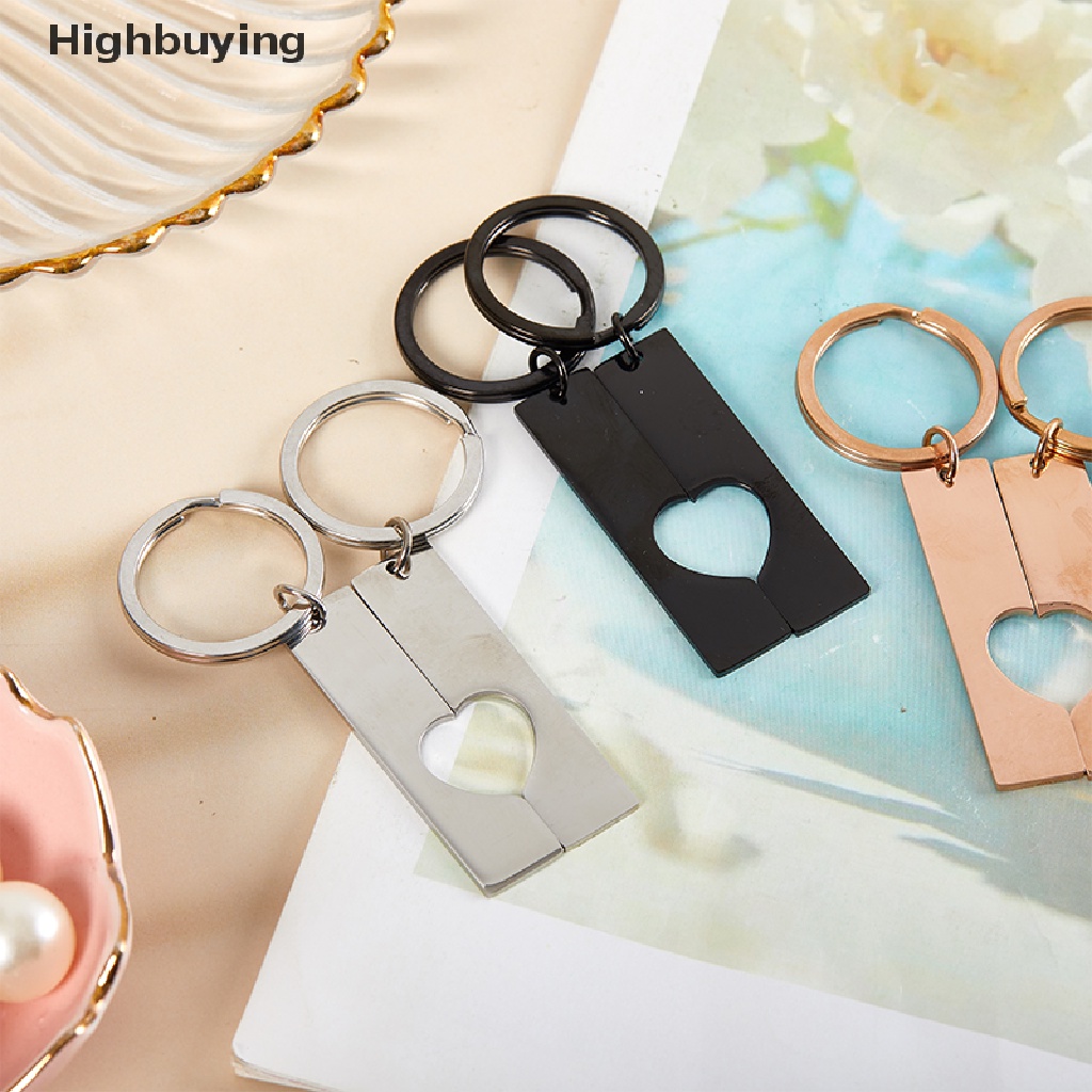 Hbid 2PCS Stainless Steel Puzzle Keychain Splice Love Gantungan Kunci Untuk Mengukir Metal Jig Keychain High Polished Mirror Polished Glory