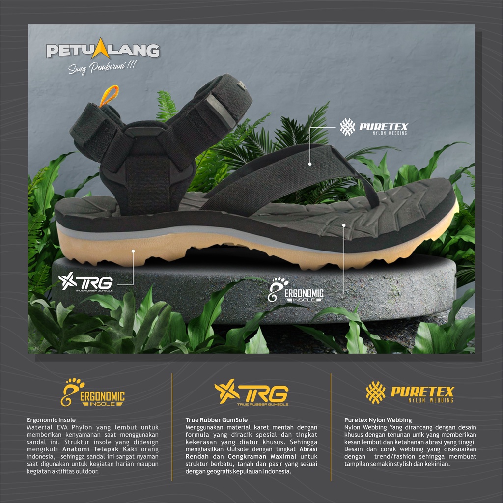 Sandal Gunung Petualang X Tuwoti Clip Strap Sendal Jepit Tali Hiking Unisex