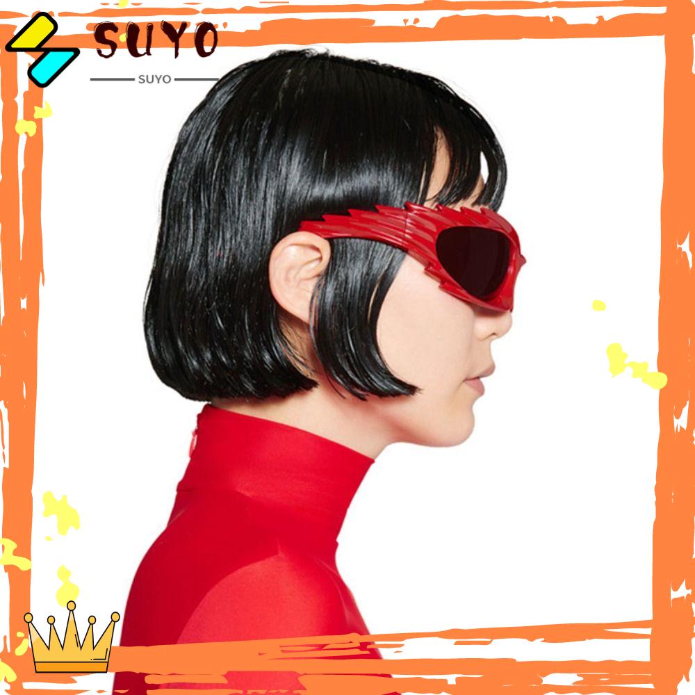 Suyo Y2K Kacamata UV400 Vintage Silver Punk Rectangle Eyewear Shades