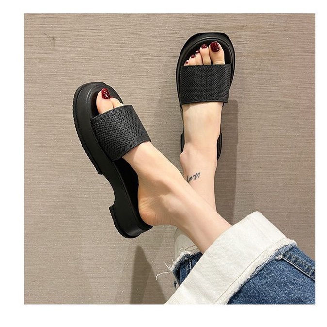 GROSIRTAS TG1650 Sandal Selop Wedges Wanita Polos Import Selop Platform Fashion