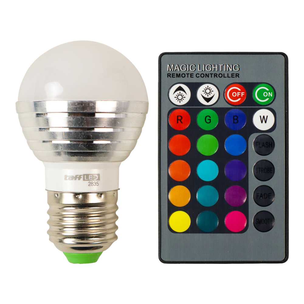 (BISA COD) FTIHSHP LED Lampu Bohlam LED RGB 3W 16 Color E27 with Remote Control - 2835