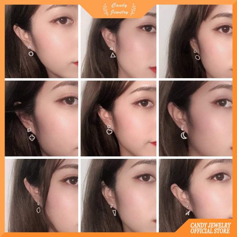 Anting Temperamen Baru925 Perak Jarum Eropa Dan Amerika Angin Dingin Anting Bulat Korea fashion Temperamen Anting Permen Perhiasan