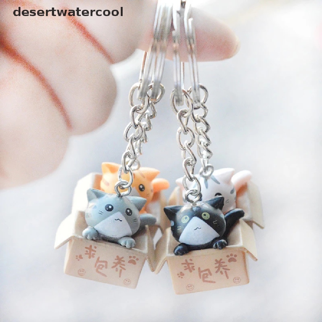 Deid Gantungan Kunci Kucing Kotak Kecil Yang Lucu Kawaii Kitten Car Keychain Fashion Letter Keyring Martijn
