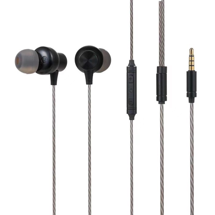 MTC R7 with Mic Premium HiFi Headset Metal Bass Earphone Great Sound - Hitam