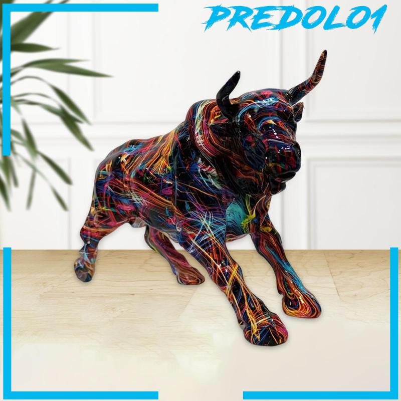 [Predolo1] Patung Patung Hewan Tabletop Artwork Scrawl Cow Figurine Untuk Rak Buku