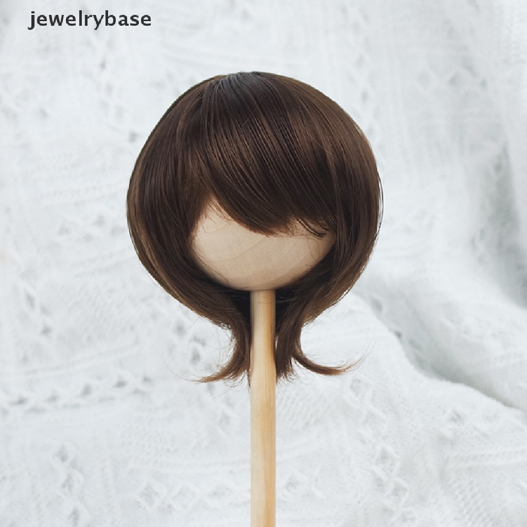 [jewelrybase] 1per3boneka Wig Pendek Lurus Rambut Lingkar Kepala 21.5-23cm Aksesoris Boneka Butik