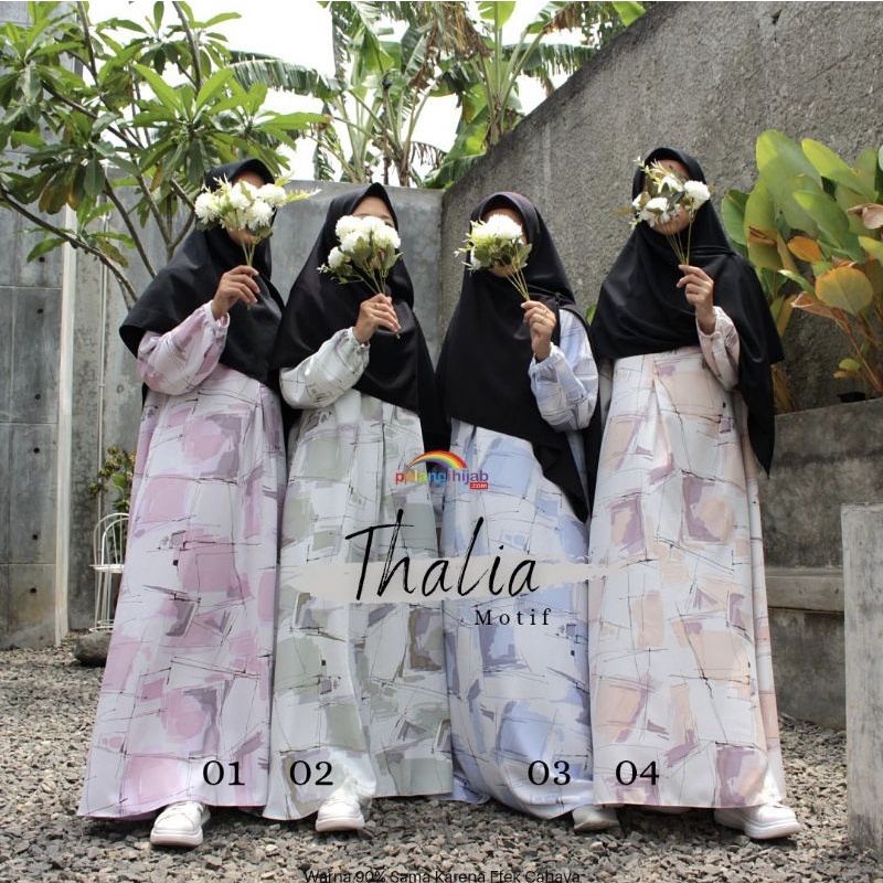 Ready Stock ✅ Dress Muslim Gamis Thalia Polos Bahan Wolfis Thalia Motif Bahan Shakilla By Pelangi Hi