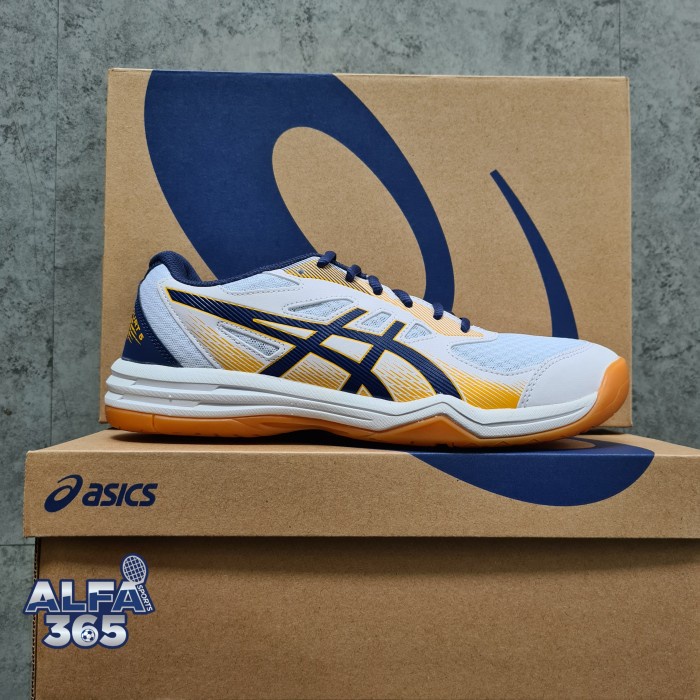{MentariStore} Sepatu Badminton / Voli Asics Gel Upcourt 5 - Volley Indoor Shoes - White 40 Limited