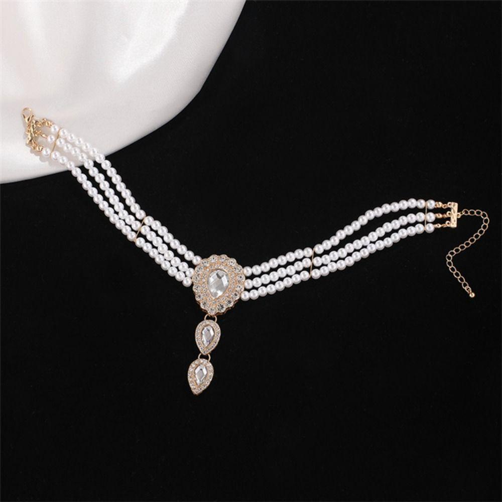 Agustina Wanita Kalung Elegan Baroque Mutiara Multilayers Alloy Temperamen Perhiasan Aksesoris