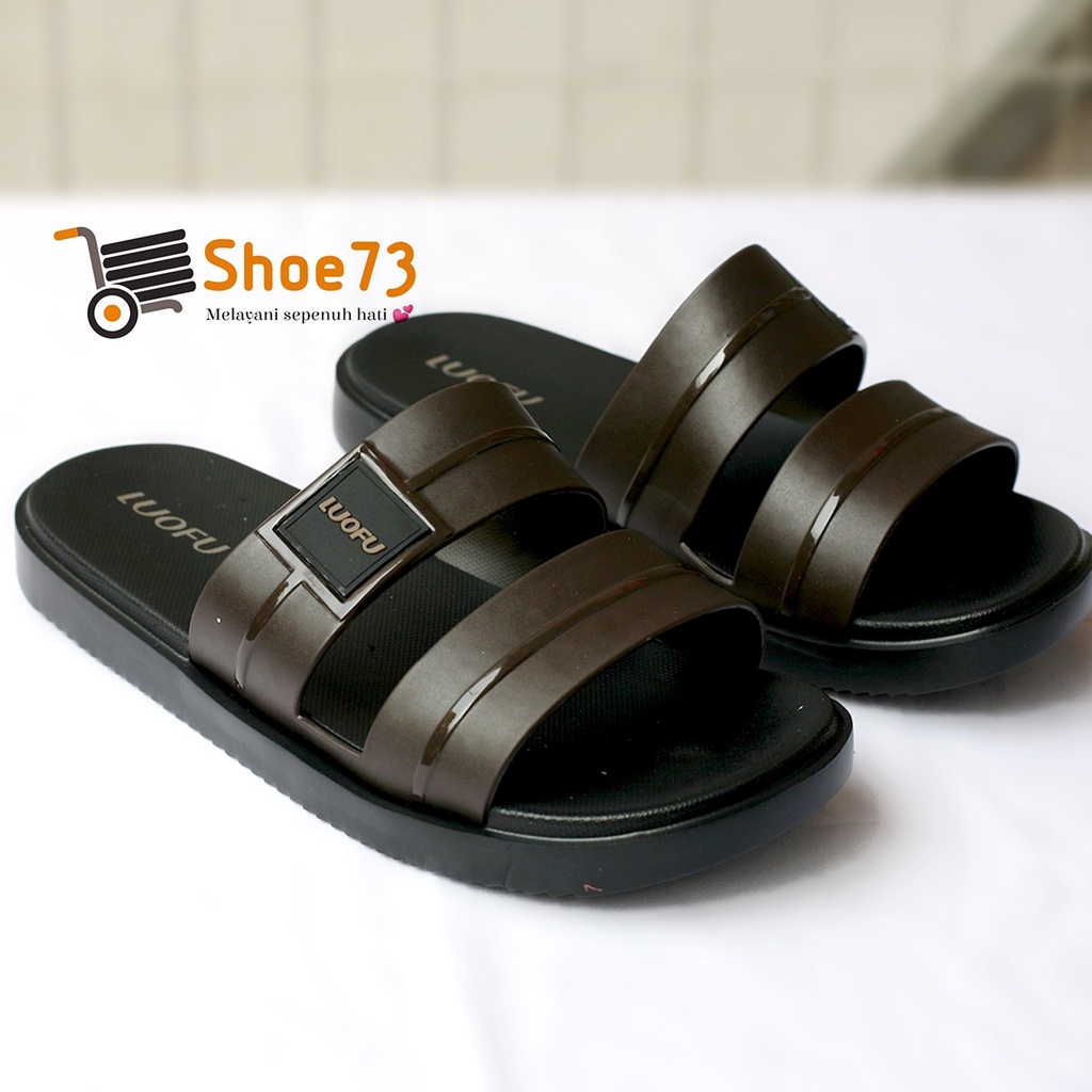 LUOFU E 6208 - SH6W SIZE 40-44 ORIGINAL l Sandal Selop ban 2 jelly pria l Sendal kokop cowok impor