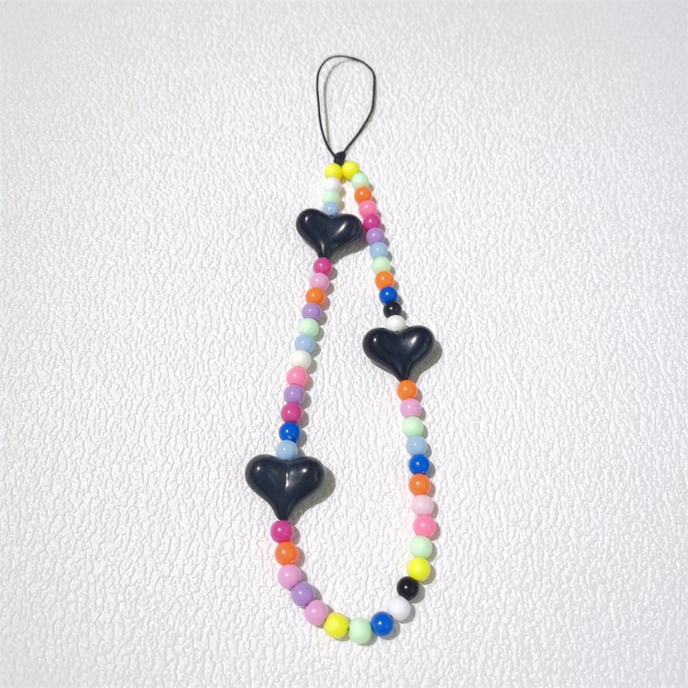 Baroque Mutiara Busur Hitam Rantai Ponsel Anti Hilang Lembut Tembikar Tali Tali Lanyard Manik-Manik Akrilik Warna-Warni Kasus Ponsel Kabel Gantung
