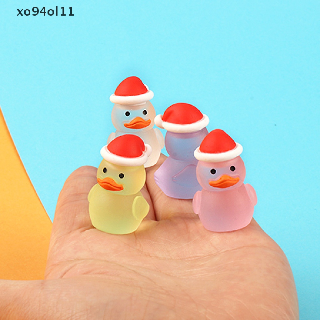 Xo 2PcsCartoon luminous red cap duck diy resin Aksesoris Miniatur Mainan Ornamen OL