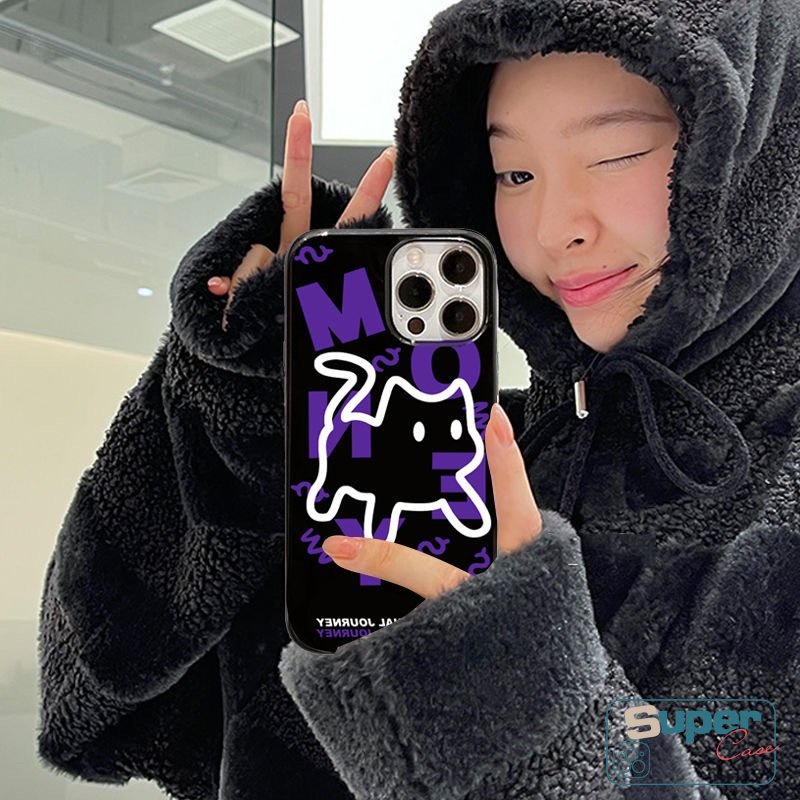 Anjing Lucu Dengan Kacamata Hitam Glossy Case Kompatibel Untuk IPhone 7plus XR 11 Pro Max13 14 12 Pro Max 7 8 Plus X XS Max SE 2020 Fashion Scare Kartun Kucing Shockproof Halus Lembut Casing Belakang