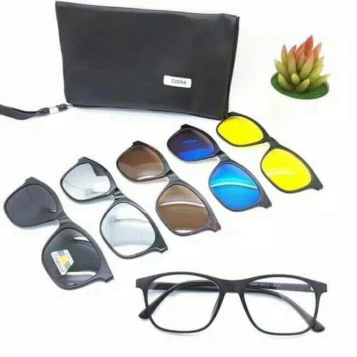 Kacamata / Sunglasses Pria Clip On 2209 5 Lensa Super murah